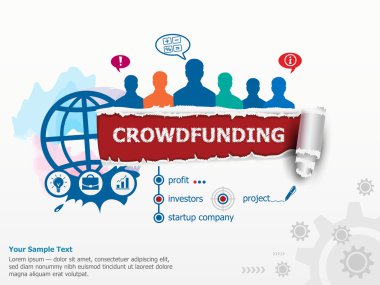 Crowdfunding kavramı ve bir grup insan.