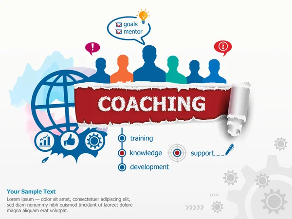 Coaching-Konzept und Personengruppe. — Stockvektor