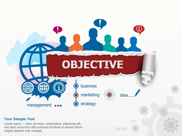 Objectieve concept en groep mensen. — Stockvector