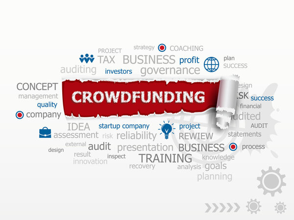 Crowdfunding word cloud concept. 
