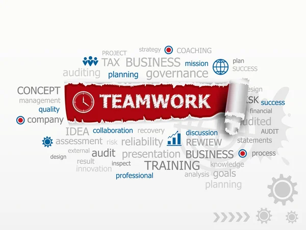 Teamwork konceptet word cloud. — Stock vektor