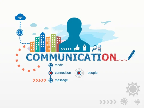 Коммуникационная концепция и деловой человек . — стоковый вектор