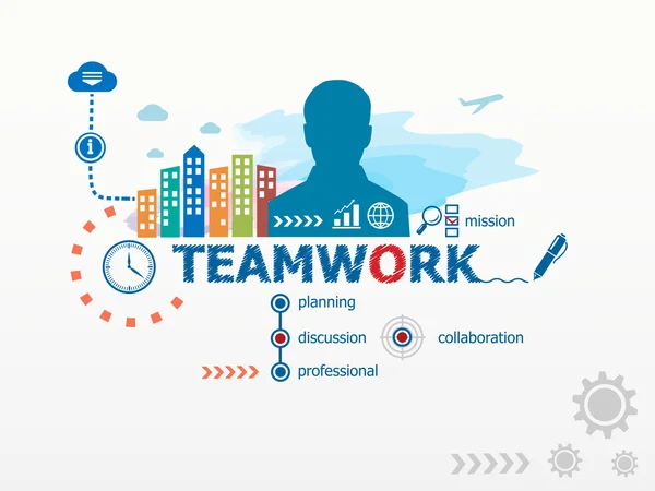 Teamwork Concept och Business man. — Stock vektor