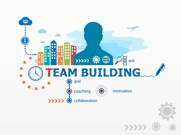 Team Building Graph Concept och Business man. — Stock vektor