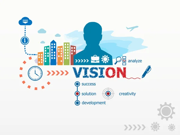 Vision koncepció és üzletember. — Stock Vector