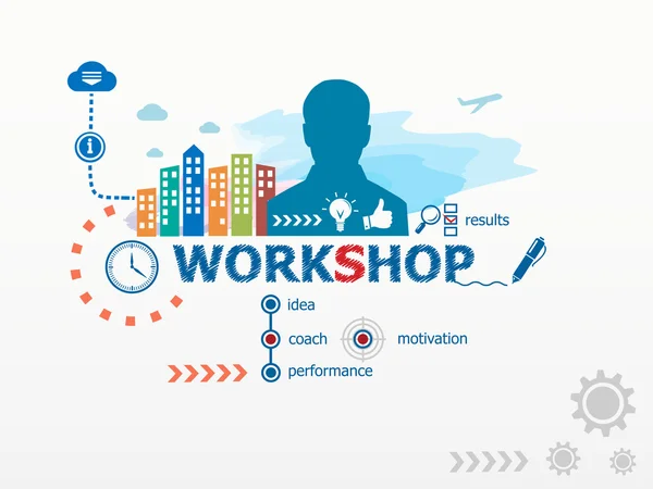 Workshop concept and business man. — Stok Vektör