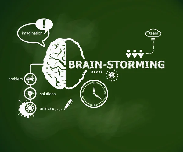 Brainstorming-Konzept und Gehirn. — Stockvektor