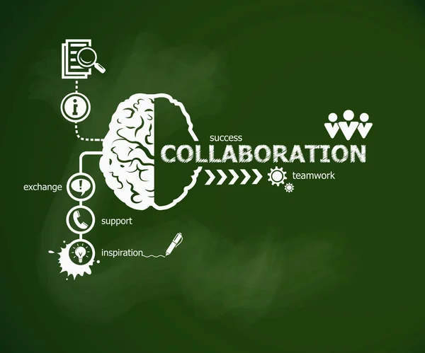 Concept de collaboration et cerveau . — Image vectorielle