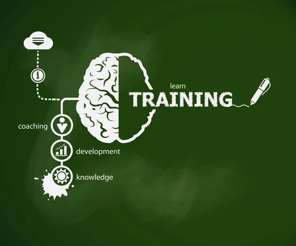 Koncepcja szkoleń i mózgu. — Wektor stockowy