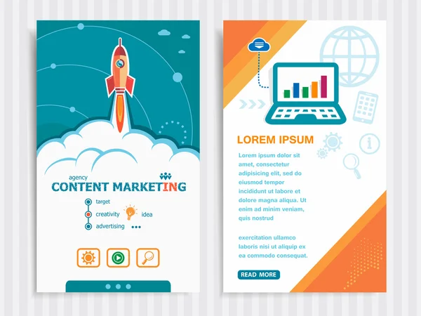 Proyecto Conceptos de marketing de contenidos y conjunto de banners . — Vector de stock