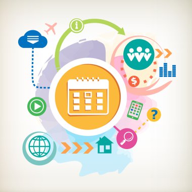 Takvim ve ve soyut renkli sulu boya backgrou bulut