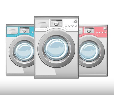 Closed washing machine on white background. Vector clipart