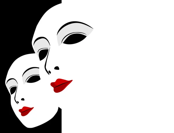 Masque blanc et fond noir et blanc — Image vectorielle