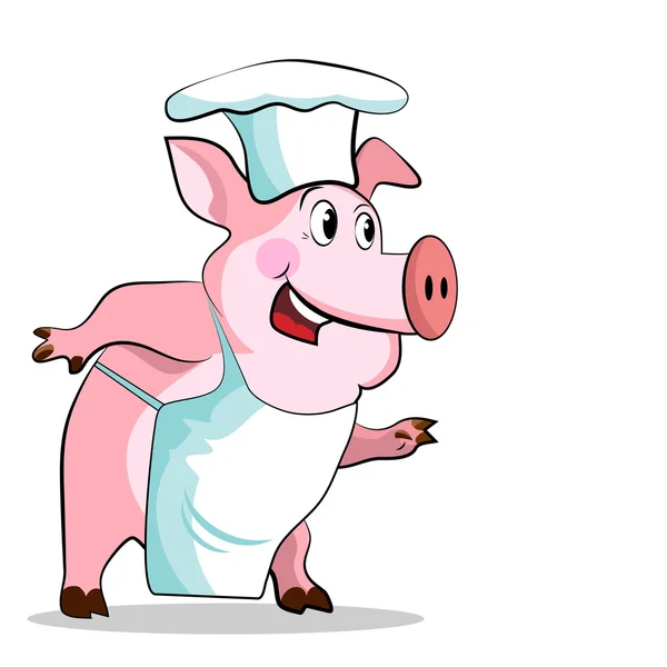 Cochon cuisinier - chef tient, isolé sur fond blanc . — Image vectorielle