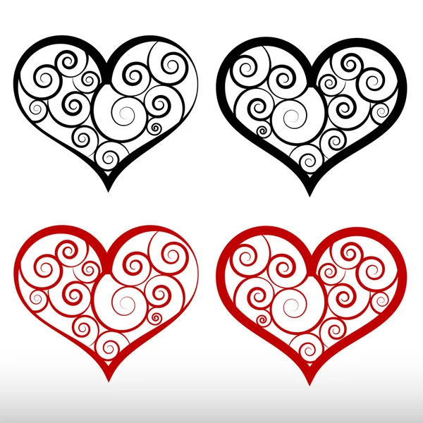 Conjunto de símbolo corazón, vector — Vector de stock