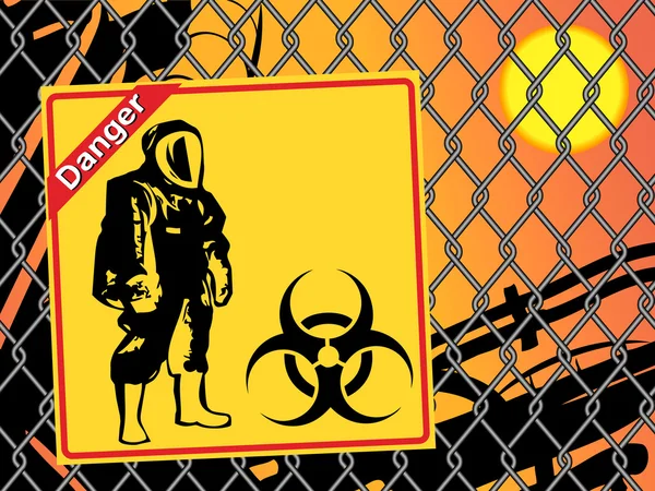 Biohazard warning on yellow sign. Danger — Stock Vector