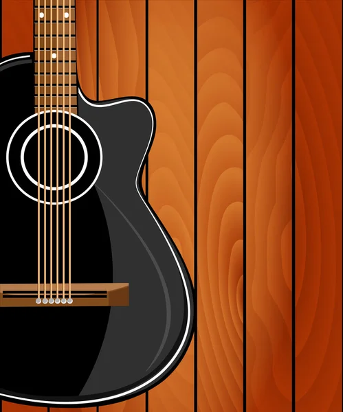 Akoestische gitaar op houten achtergrond — Stockvector