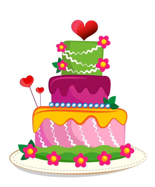 Wedding cake. May be used on wedding, birthday, party or valenti — Stock Vector
