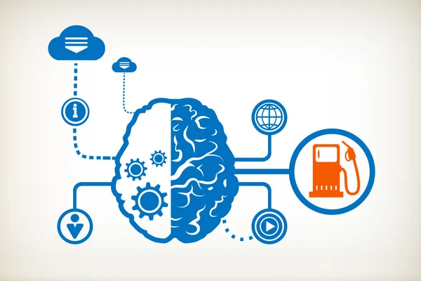 Treibstoff und abstraktes menschliches Gehirn — Stockvektor
