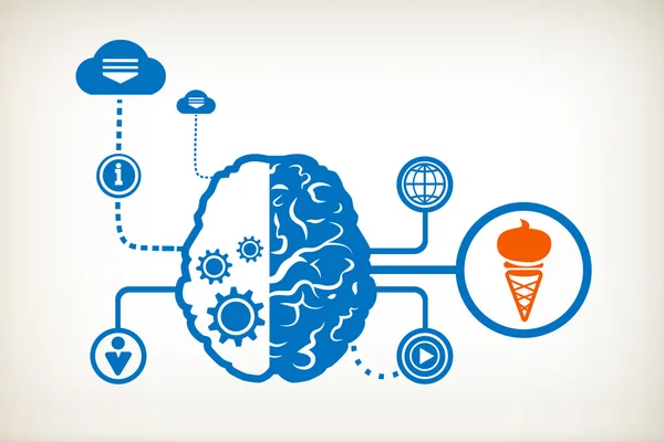 Мороженое и абстрактный мозг — стоковый вектор