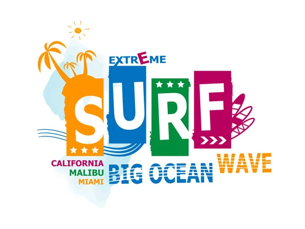 California, malibu, miami sörf illüstrasyon