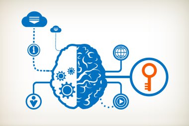 Key and abstract human brain clipart