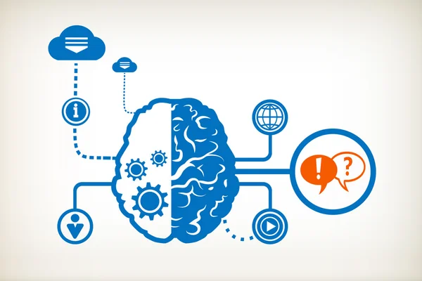 Sprechblase und abstraktes menschliches Gehirn — Stockvektor