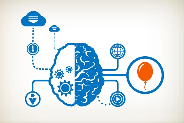 Ballon und abstraktes menschliches Gehirn — Stockvektor