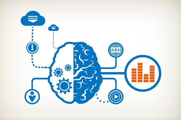 Sound equalizer and abstract human brain — Stock Vector