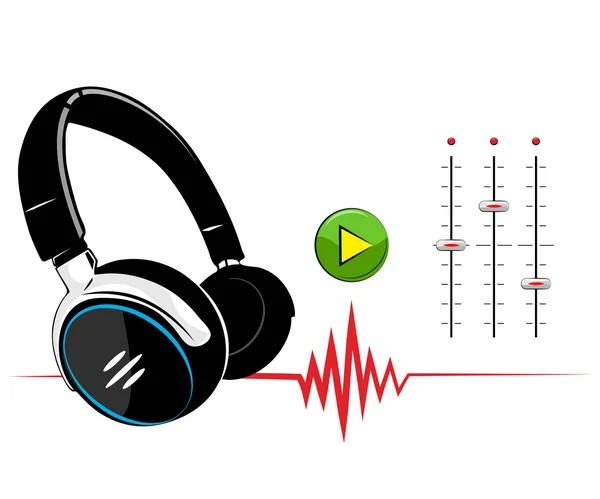 Auriculares sobre fondo blanco. Fondo musical . — Vector de stock