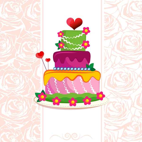 Pastel de boda para invitaciones o anuncios de boda — Vector de stock