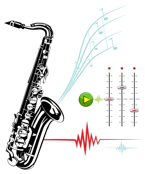 Saxophone on a white background. Recording Studio. — Stock Vector