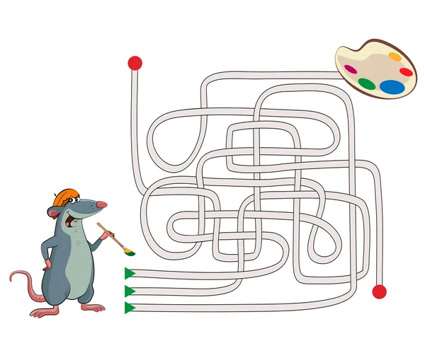 Laberinto. Ilustración de un ratón — Archivo Imágenes Vectoriales