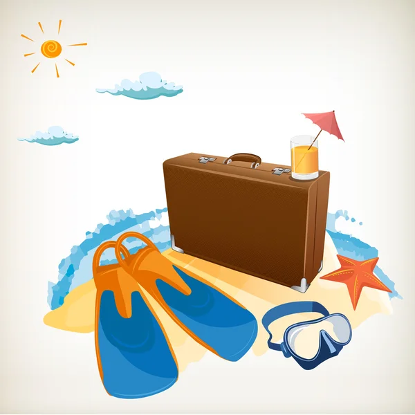 Advertisement on travel suitcase — Stock Vector