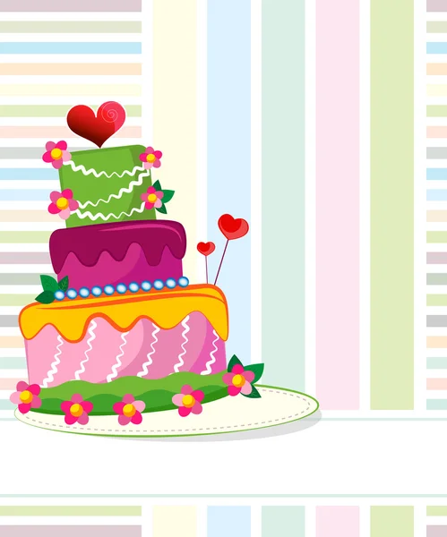 Gâteau de mariage pour invitations ou annonces de mariage — Image vectorielle