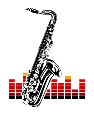 Saksafon ekolayzır ile. Müzik enstrümanı
