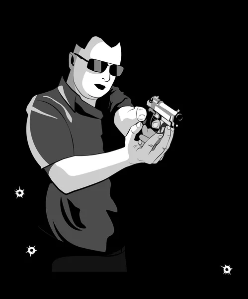 Homme avec pistolet — Image vectorielle