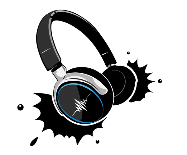 Auriculares sobre fondo blanco con manchas — Vector de stock