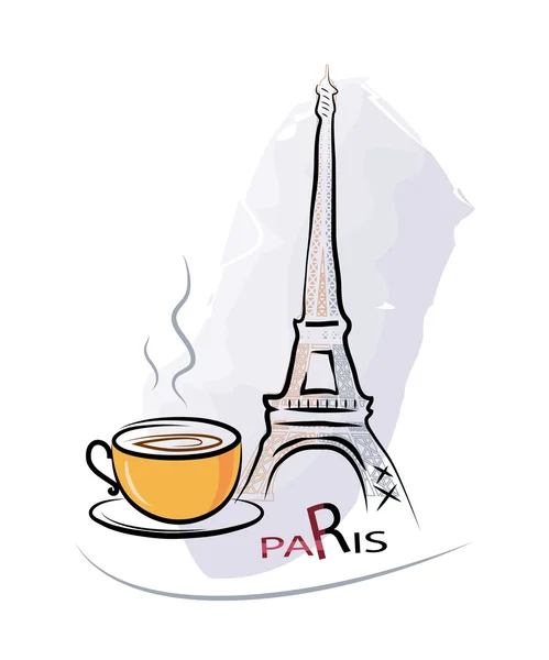 Una taza de café en un café de París — Archivo Imágenes Vectoriales