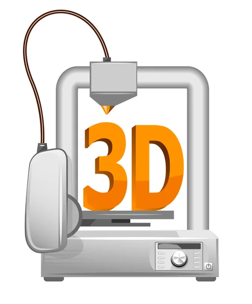 Moderna stampante 3d Home su sfondo bianco — Vettoriale Stock