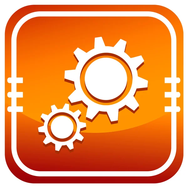 Process icon orange button — Stock Vector