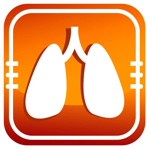 Lungs. Orange button. — Stock Vector