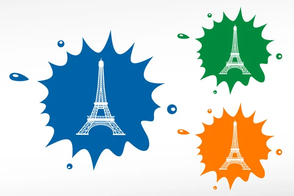 Wieża Eiffla w Paryżu, Francja - kolor kropelka — Wektor stockowy