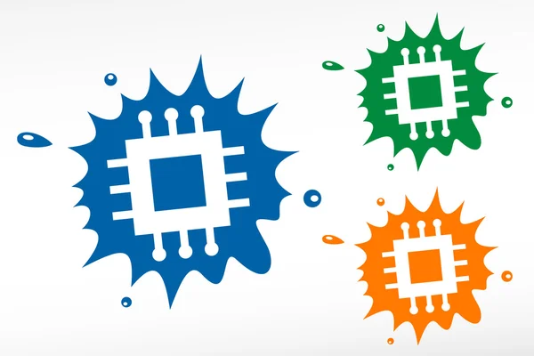 Elektronische chip kleur blob. — Stockvector
