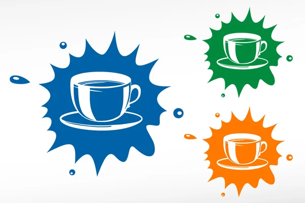 Tasse de café sur la tache de couleur — Image vectorielle