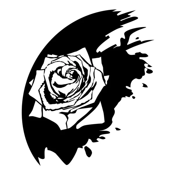 Rose elementos de diseño de flores. Mancha negra — Vector de stock