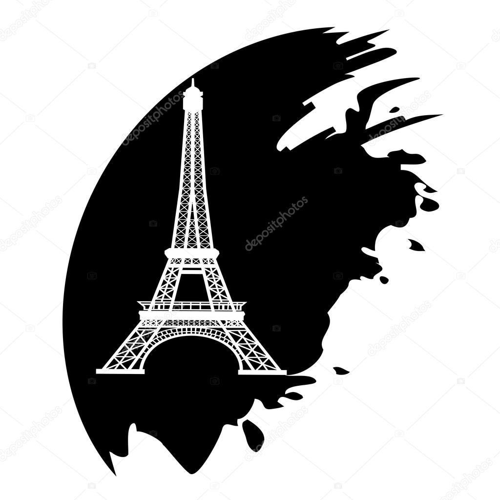 Eiffel Tower in Paris, France - black icon isolated