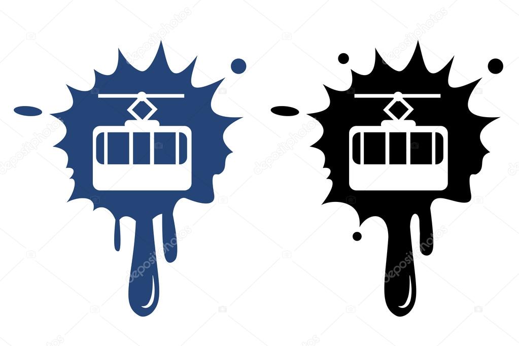 Cable way funicular vector icon isolated
