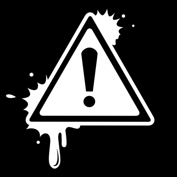 Icône d'avertissement sur fond noir — Image vectorielle