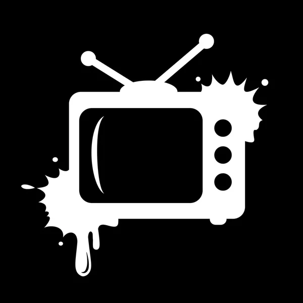 Grunge TV sobre fondo negro — Vector de stock